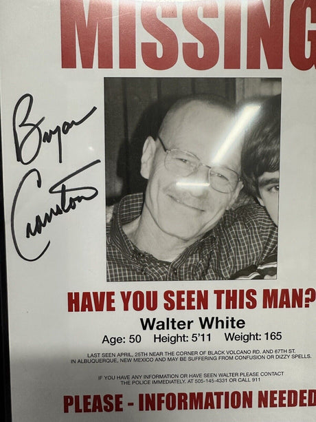 Bryan Cranston Signed Walter White Missing 8.5”x11” Flyer Photo JSA Breaking Bad