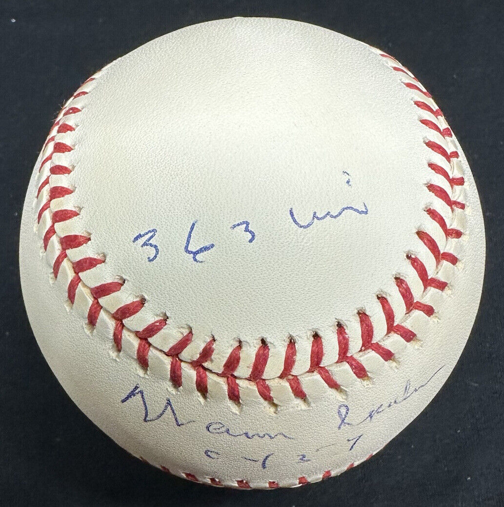 Warren Spahn HOF 73 CY 57 363 Wins Signed Baseball JSA