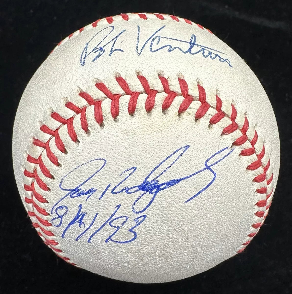 Nolan Ryan Robin Ventura Ivan Rodriguez Signed The Fight Baseball JSA Beckett