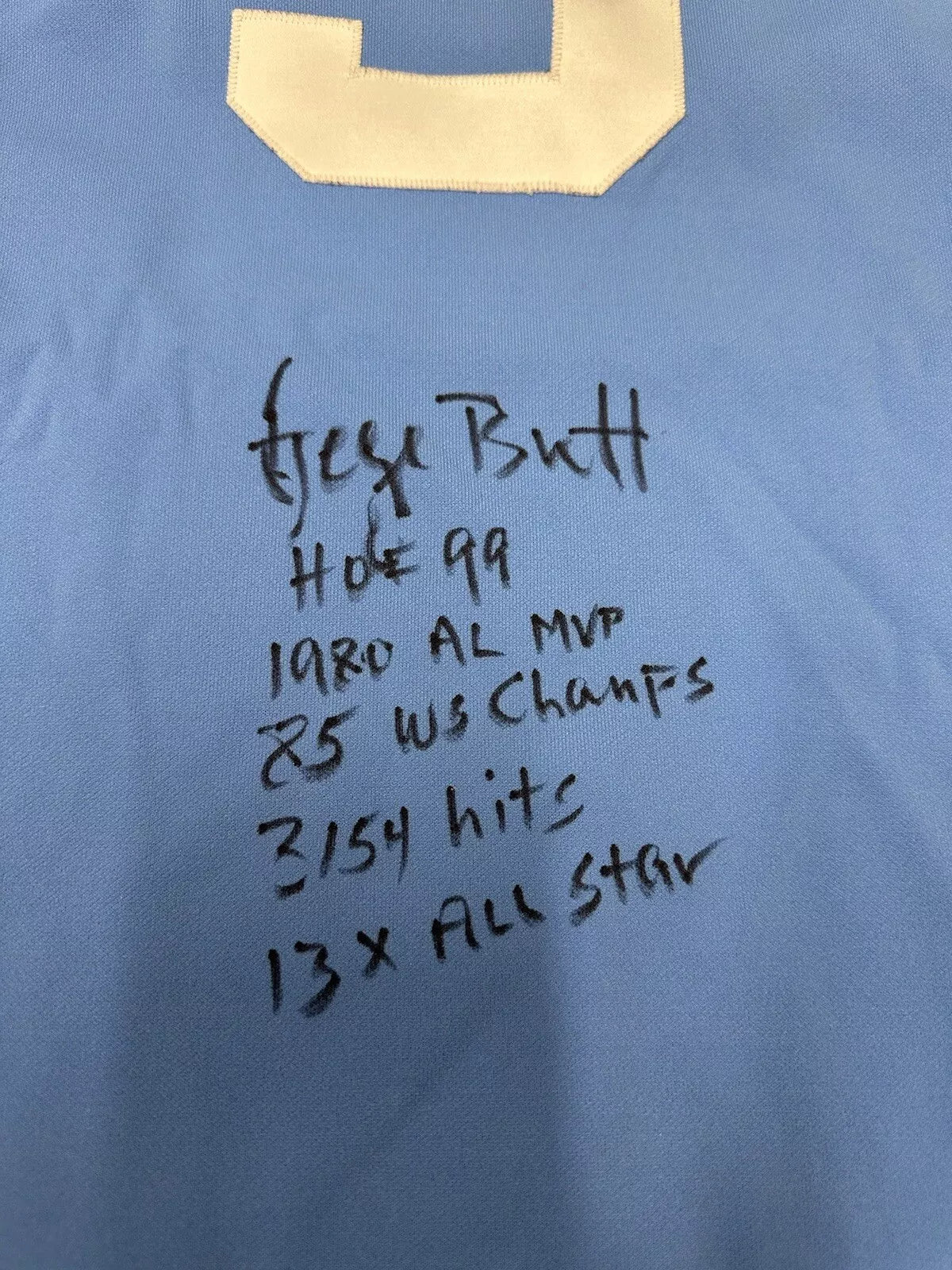 George Brett HOF 99 + Stats Signed Authentic Mitchell Ness Royals Jersey JSA Wit