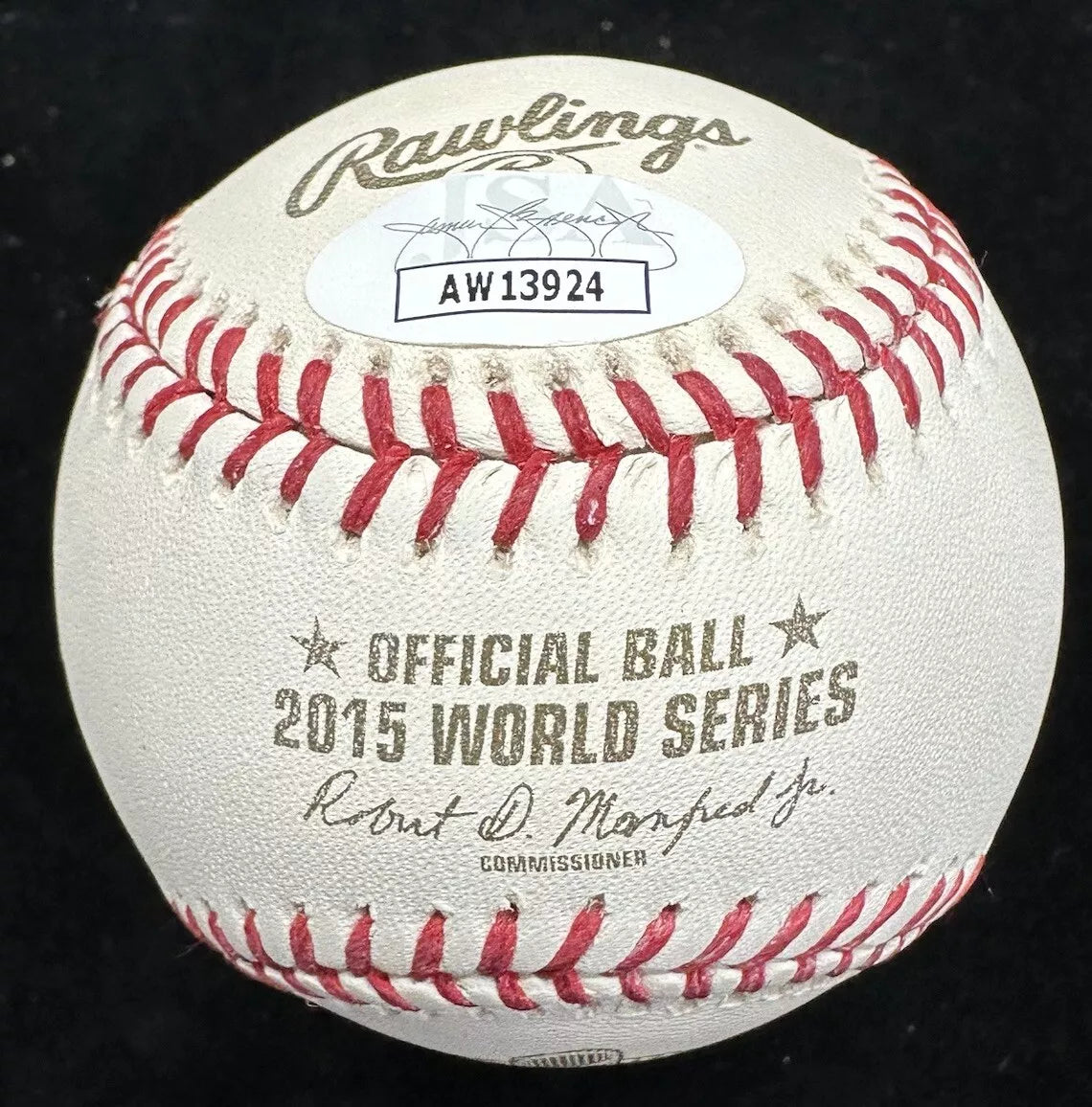 Alcedis Escobar 2015 WS Champs Signed 15 World Series Logo Baseball JSA