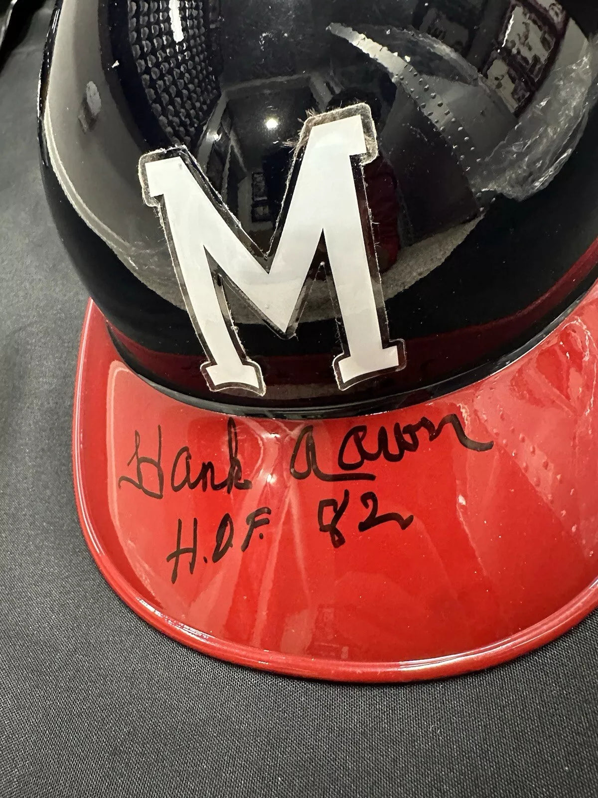 Hank Aaron HOF 82 Signed Authentic Milwaukee Braves Batting Helmet JSA LOA