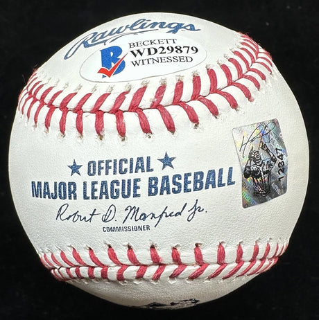 David Ortiz 500 HR 9/12/15 Signed 500 Home Run Logo Baseball Beckett Witness BAS