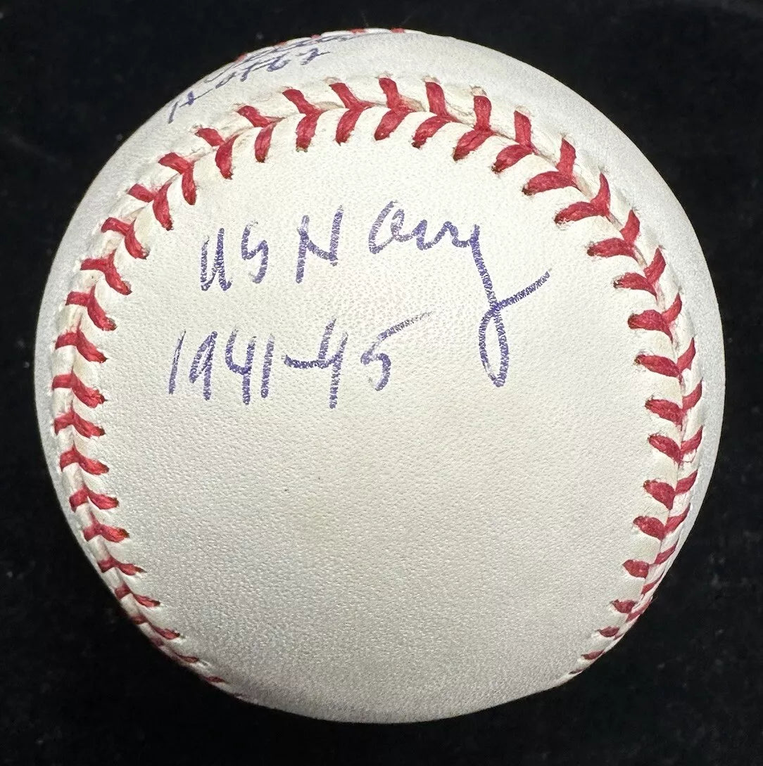 Bob Feller US Navy 1941-45 HOF 62 Signed Baseball JSA