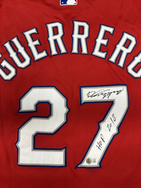 Vladimir Guerrero HOF 18 Signed Authentic Texas Rangers Jersey Beckett Witness