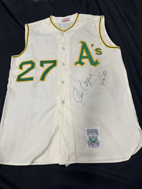 Catfish Hunter Signed Authentic A’s Mitchell Ness Jersey Beckett Holo