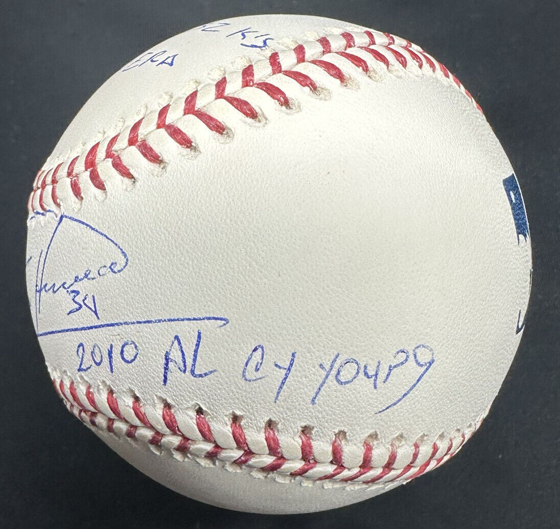 Felix Hernandez 2010 AL Cy Young Stat Signed Baseball JSA