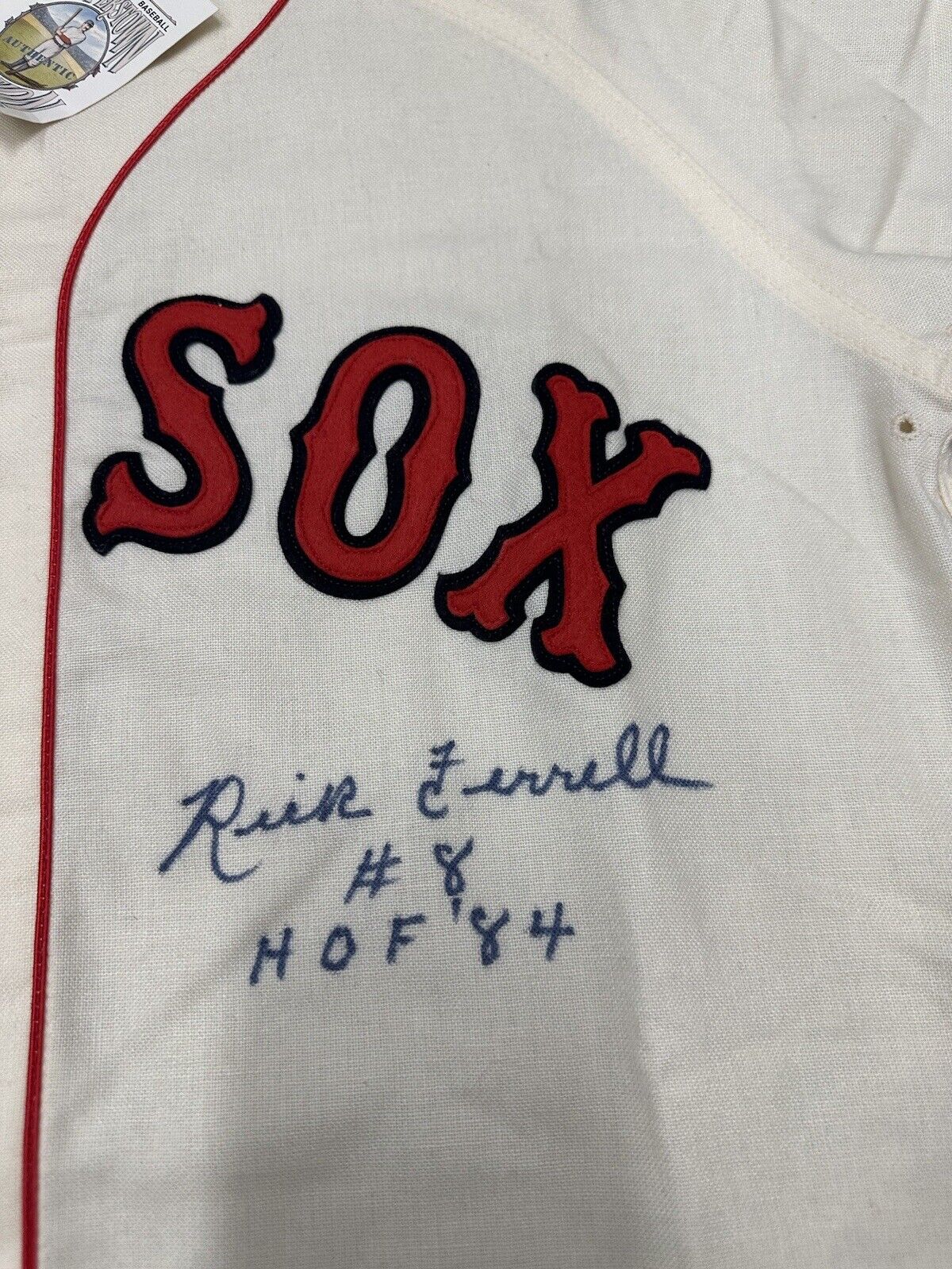 Rick Ferrell HOF 1984 Signed Boston Red Sox Mitchell Ness Jersey JSA