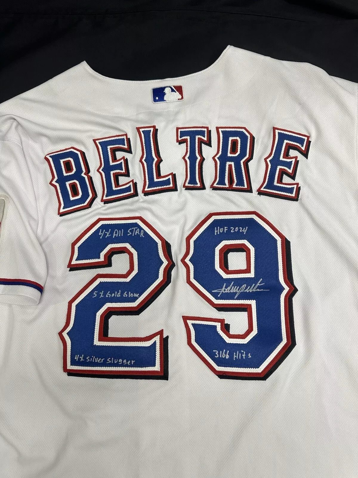 Adrian Beltre Signed Authentic Majestic Rangers Stat Jersey Beckett Witness