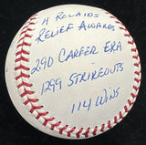 Rollie Fingers HOF 92 MVP CY Signed HMG Stat Baseball HMG Hologram