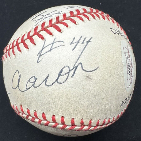 Hank Aaron HOF Home Runs Hits Signed Stat Baseball JSA LOA