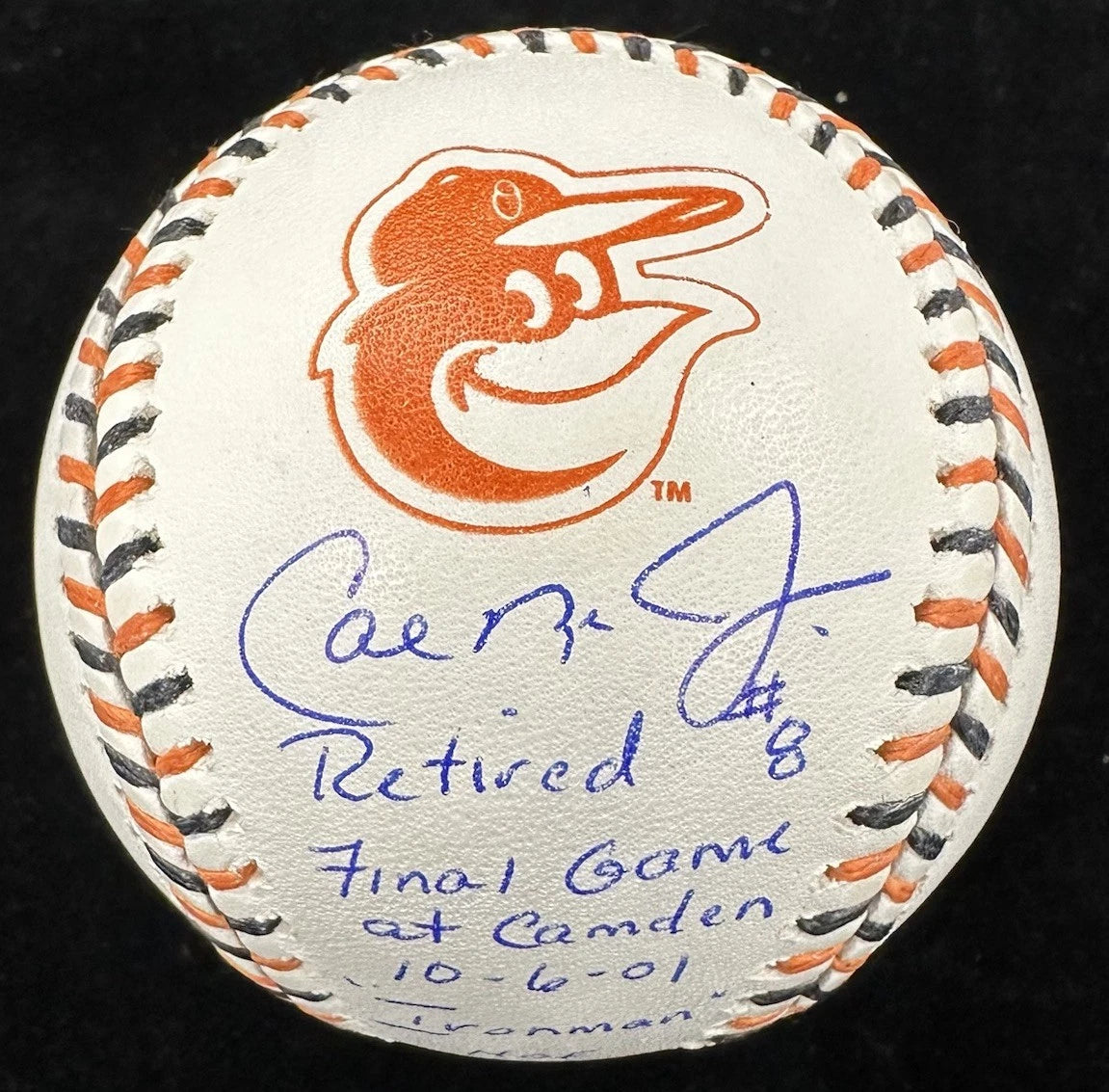 Cal Ripken Jr. Signed Baltimore Orioles Logo Stat Baseball MLB Holo Fanatics LE