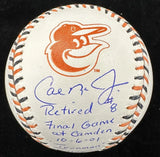 Cal Ripken Jr. Signed Baltimore Orioles Logo Stat Baseball MLB Holo Fanatics LE