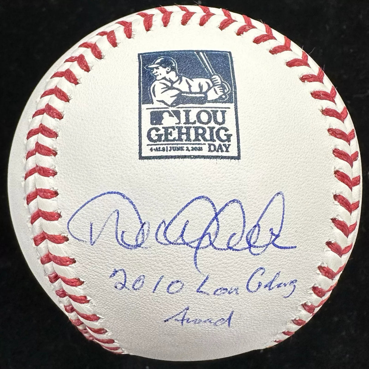 Derek Jeter 2010 Lou Gehrig Award Signed Gehrig Day Logo Baseball MLB Holo