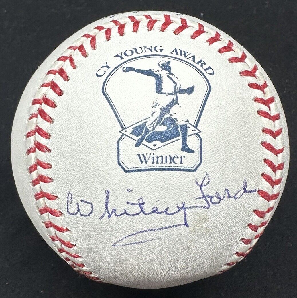 Whitey Ford Signed Cy Young Award Logo Baseball JSA