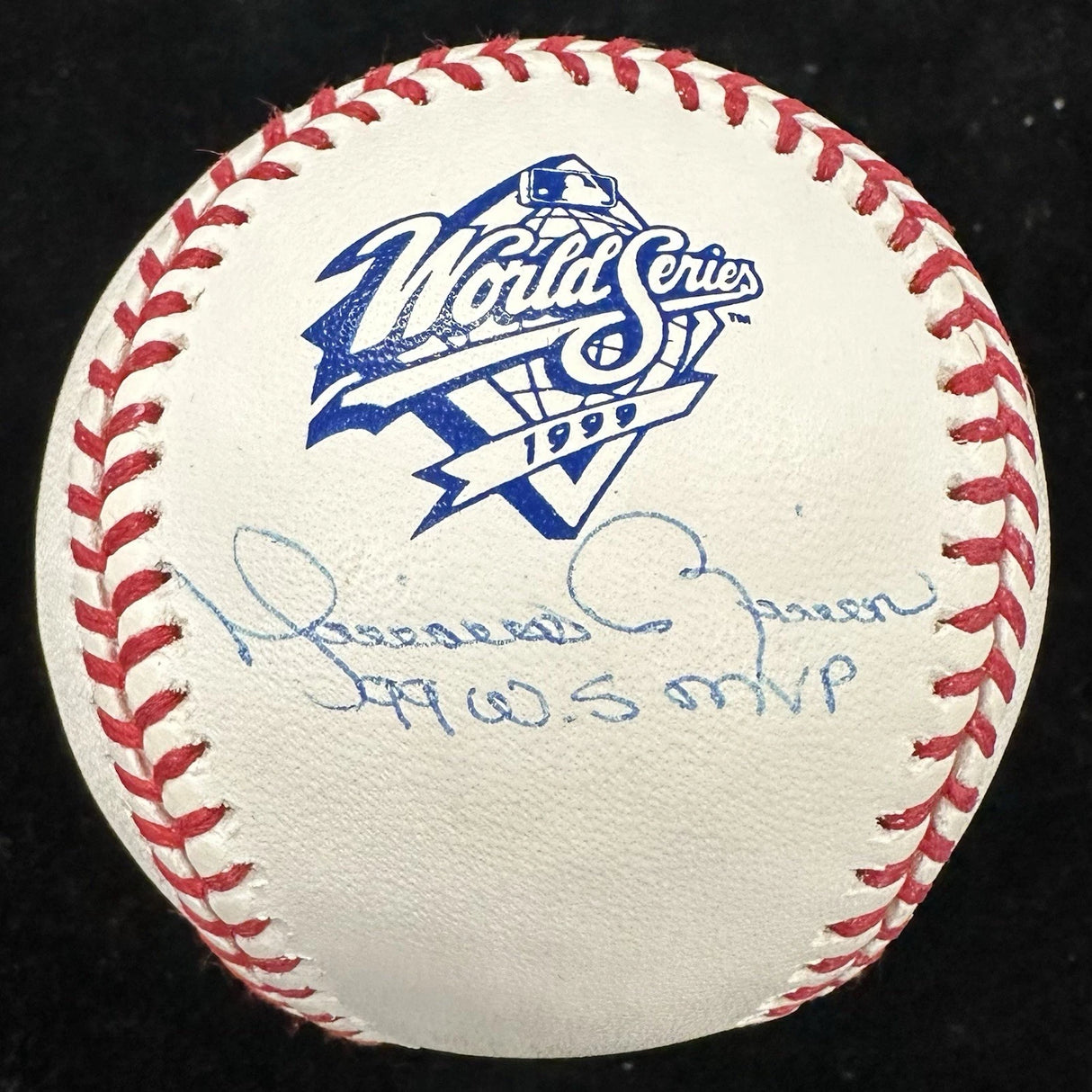 Mariano Rivera 99 WS MVP Signed 1999 World Series Logo Baseball Steiner Sports