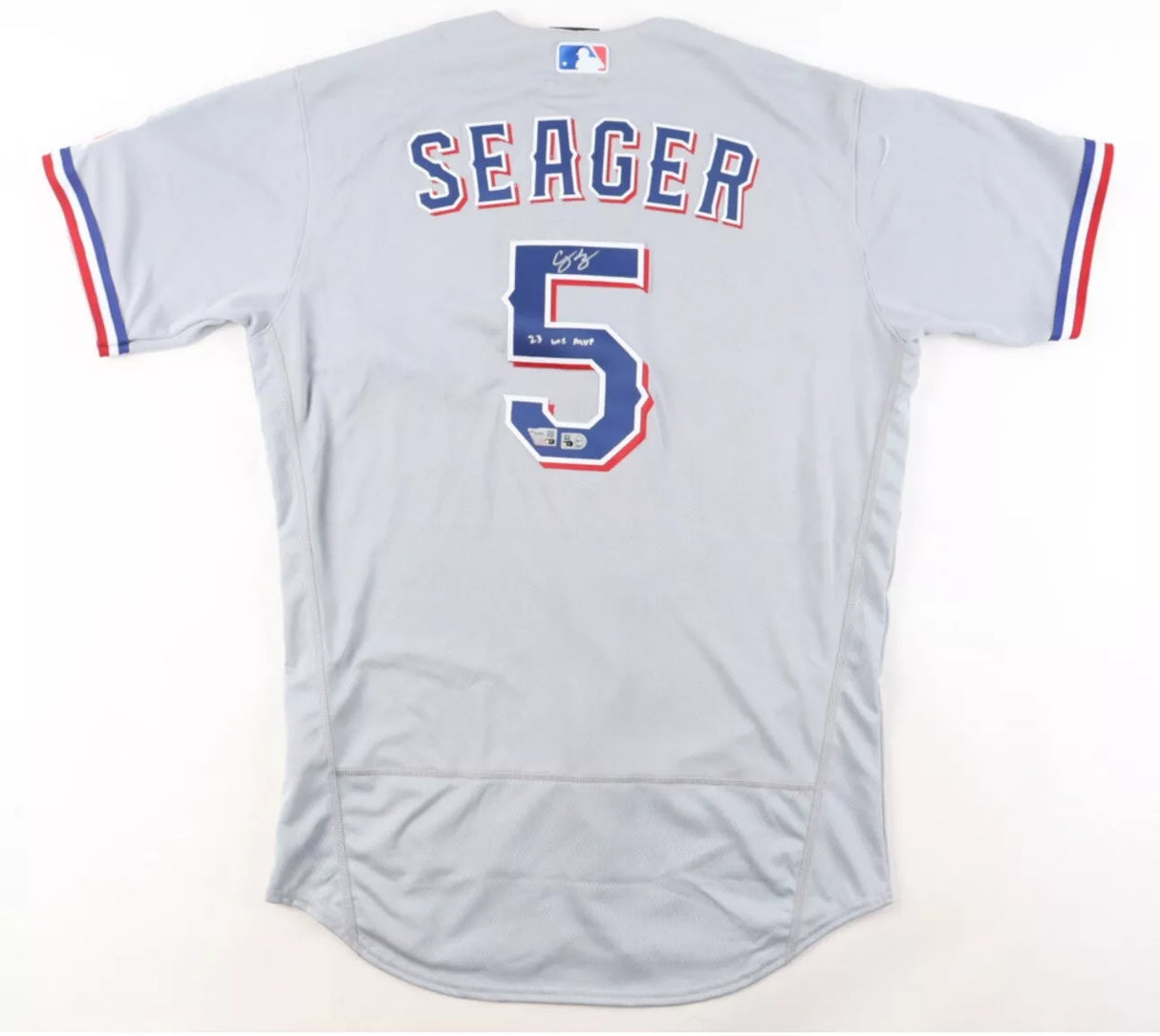 Corey Seager 23 WS MVP Signed Authentic Nike Rangers Jersey MLB Holo Fanatics