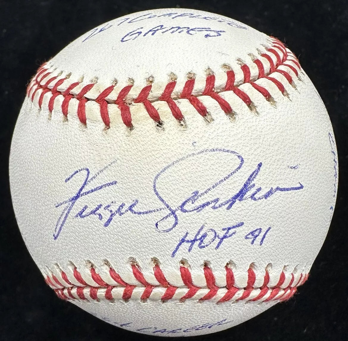 Fergie Jenkins HOF 91 Signed Reggie Jackson RJ Stat Baseball COMPLETE