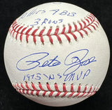 Pete Rose 1975 WS MVP Signed Stat Baseball JSA