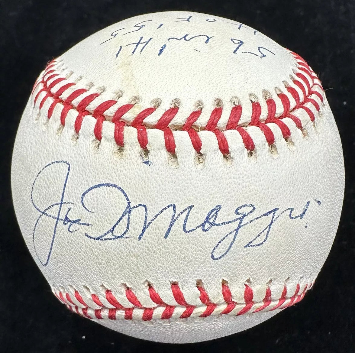 Joe DiMaggio Signed HOF 55 MVP 56 In 41 Stat Baseball PSA/DNA LOA