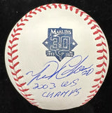 Miguel Cabrera 2003 WS Champs Signed Marlins 30th Anniversary Logo Baseball BAS
