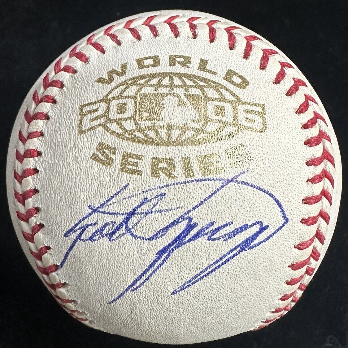 Scott Spiezio Signed 2006 World Series Logo Baseball JSA