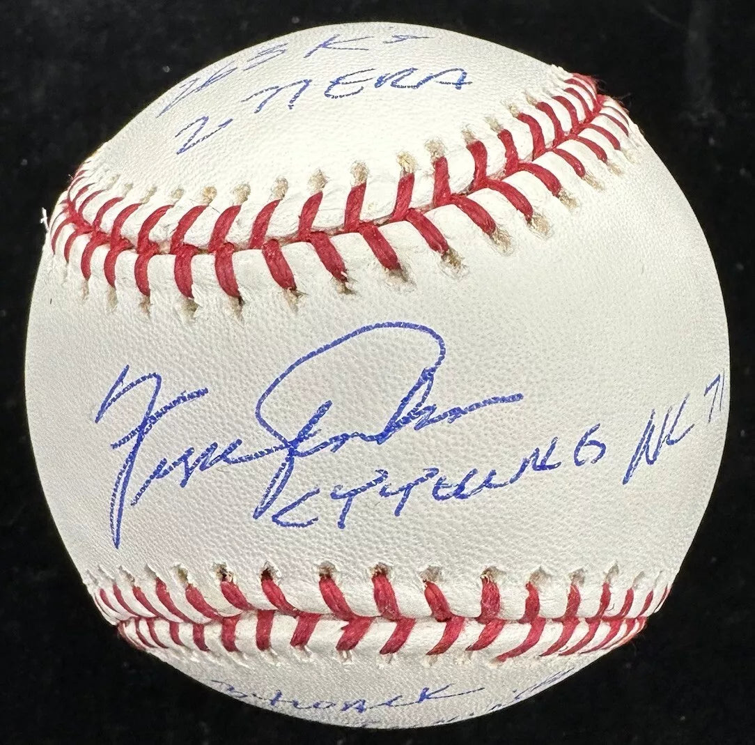 Fergie Jenkins 1971 NL CY Signed Stat Baseball JSA