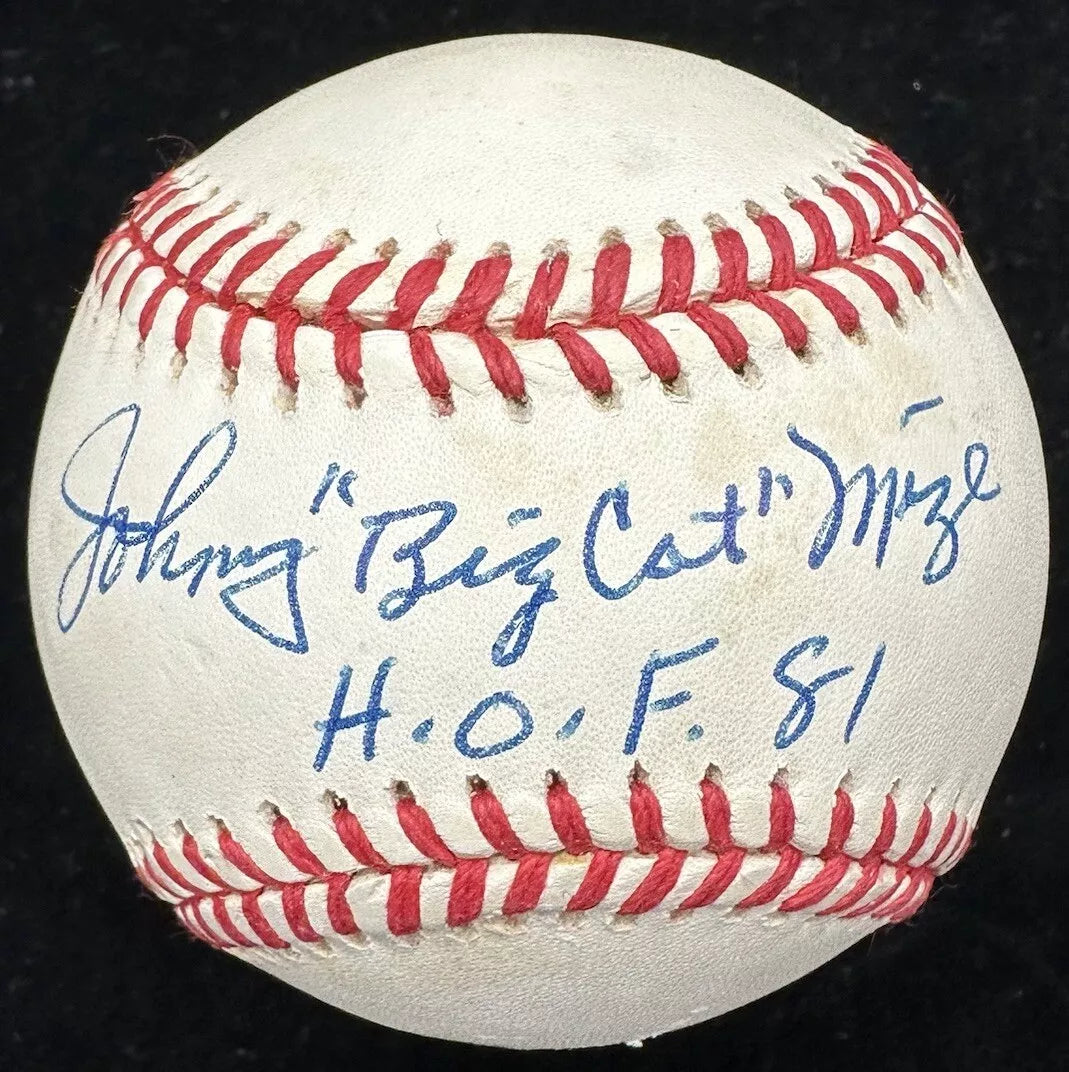 Johnny Big Cat Mize HOF 1981 Signed Baseball JSA