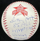 LaMarr Hoyt 85 ASG MVP Signed Stat 1985 All Star Game Baseball JSA