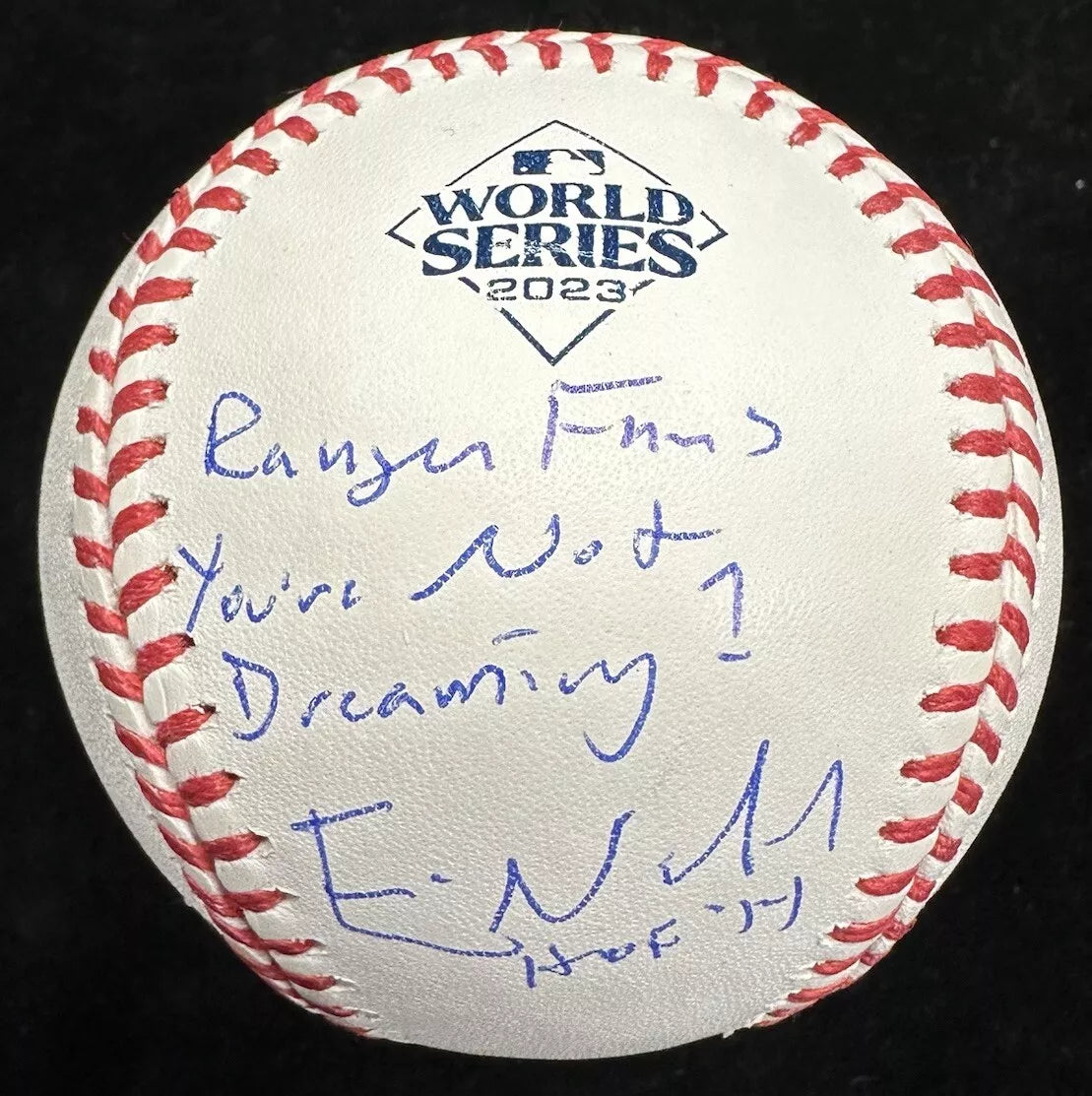 Eric Nadel Signed 2023 World Series Logo Baseball JSA