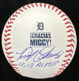 Miguel Cabrera 12, 13 AL MVP Signed Gracias Miggy Logo Baseball Beckett Witness