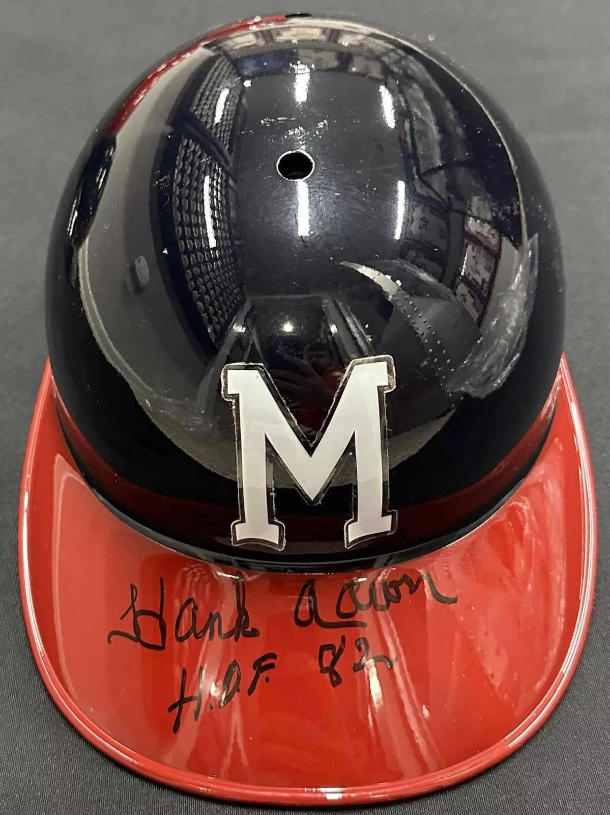 Hank Aaron HOF 82 Signed Authentic Milwaukee Braves Batting Helmet JSA LOA