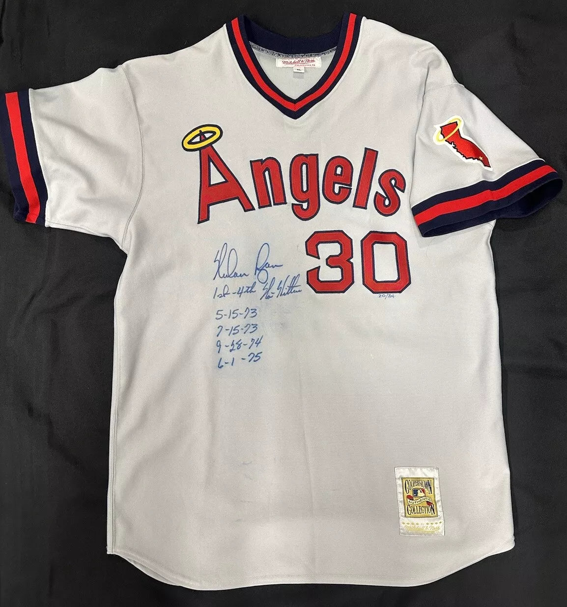 Nolan Ryan Signed Authentic Mitchell Ness Angels No Hitter Jersey JSA LOA