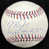 Mike Trout Happy 4th Of July Signed Baseball MLB Holo