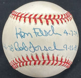 Ken & Bob Forsch Dual Signed No Hitter Date Signed Baseball JSA