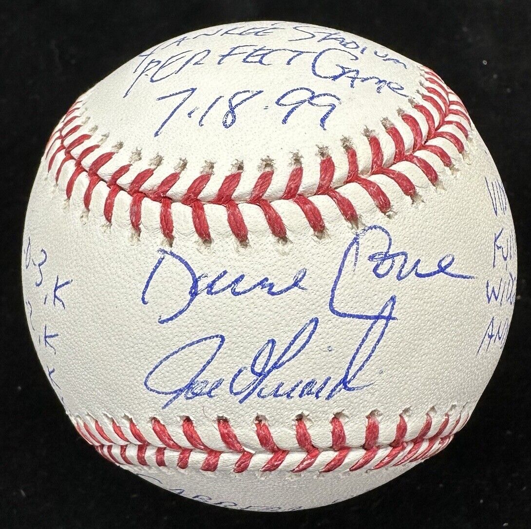 David Cone Joe Girardi Dual Signed Perfect Game Stat Baseball Beckett Witness