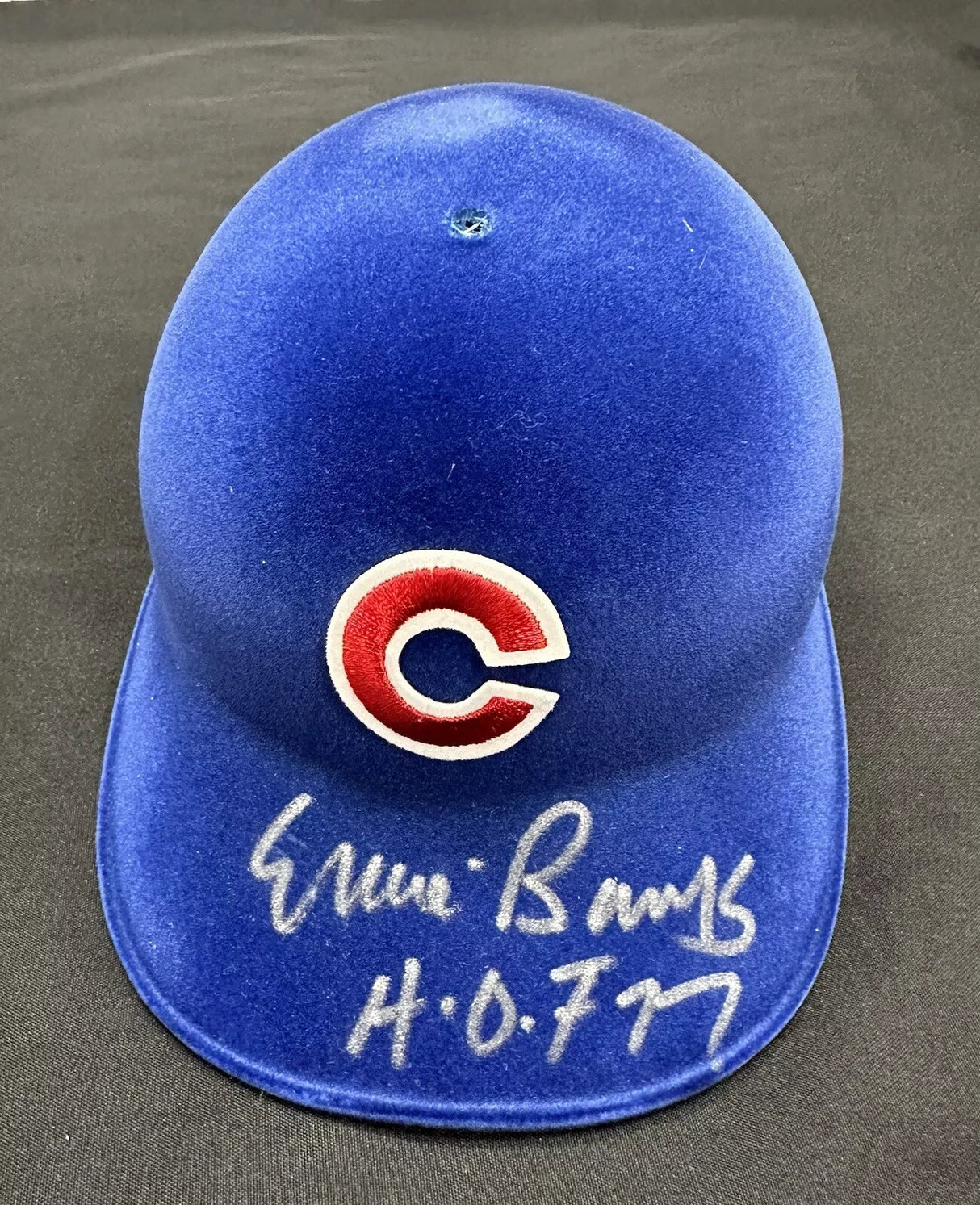 Ernie Banks HOF 77 Signed Authentic Cooperstown Collection Cubs Helmet JSA LOA