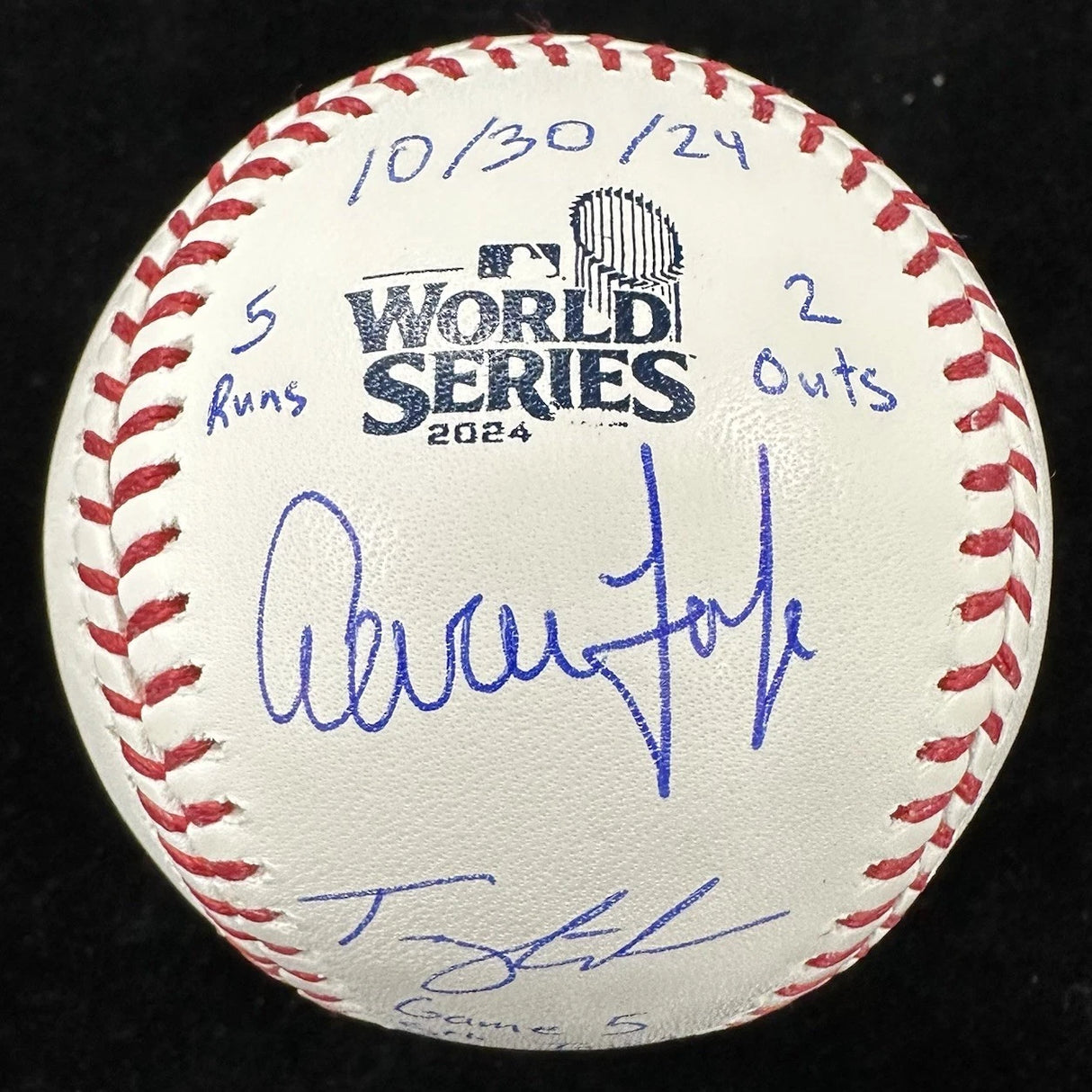 Aaron Judge Tommy Edman 2024 World Series Game 5 E8 Signed Baseball MLB Holo
