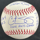 Curt Schilling The Bloody Sock Game Signed Stat Baseball JSA