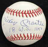 Mickey Mantle 18 WS HRs Signed Baseball JSA LOA