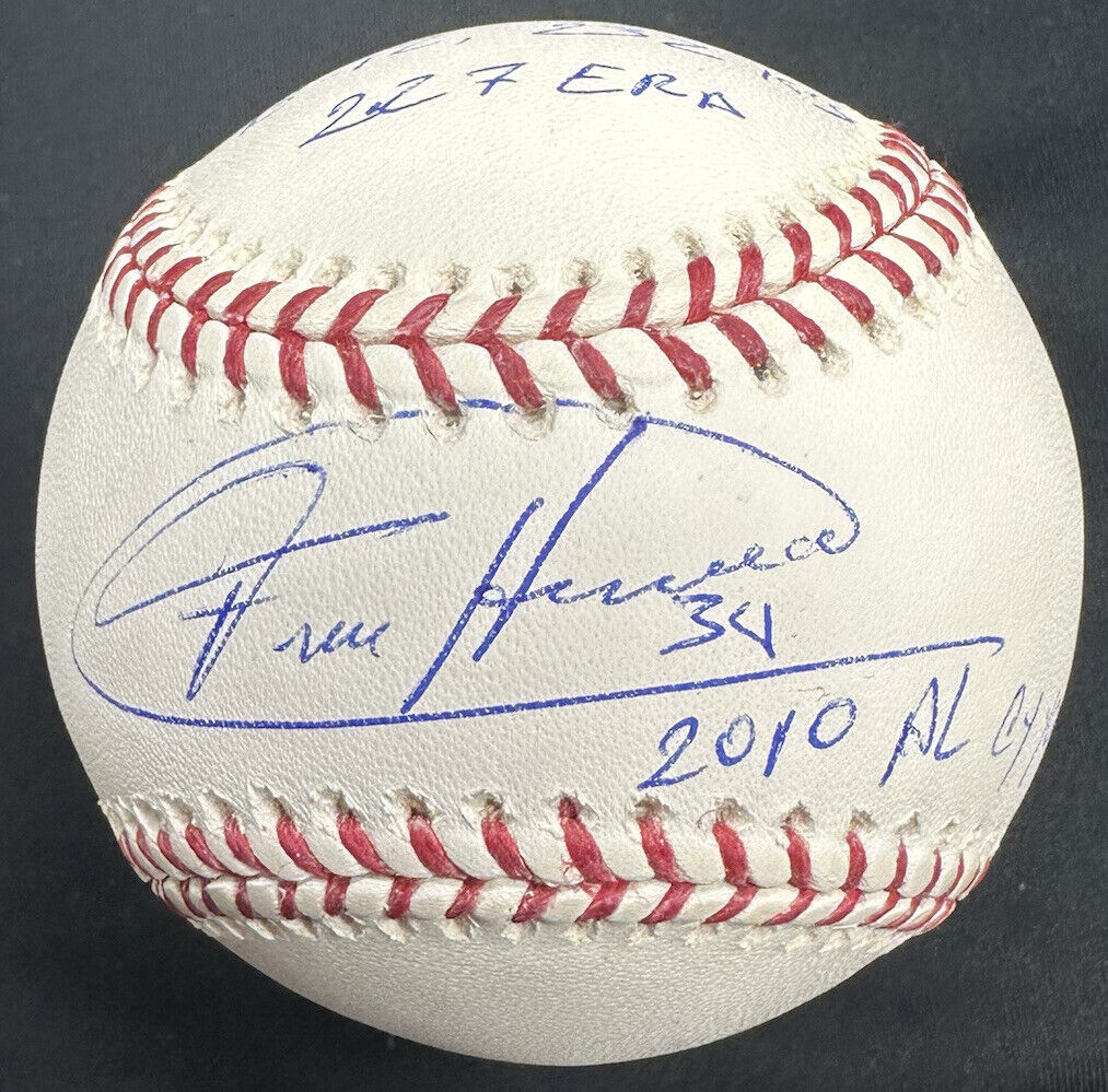 Felix Hernandez 2010 AL Cy Young Stat Signed Baseball JSA