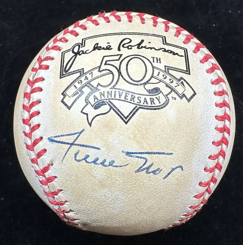 Willie Mays Signed Jackie Robinson Day Logo Baseball JSA