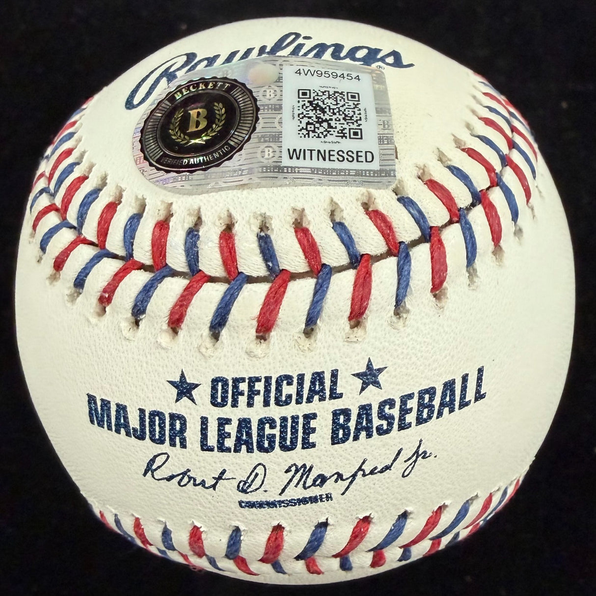 Ivan “Pudge” Rodriguez Signed Rangers Team Stitch Stat Baseball Beckett Witness 