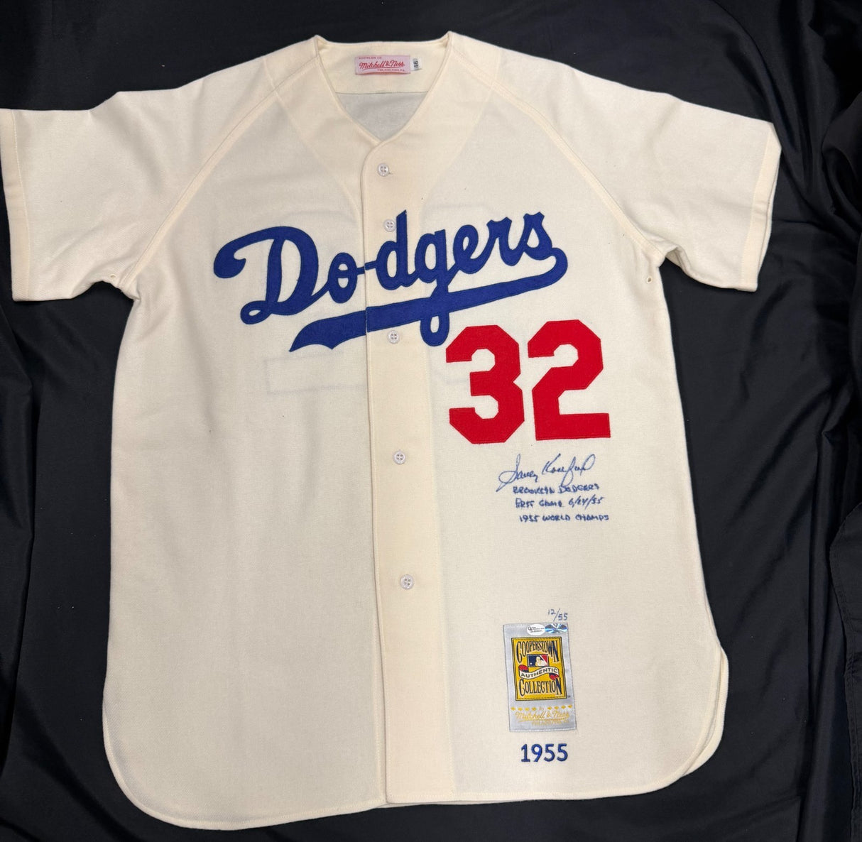 Sandy Koufax Signed Authentic Dodgers M&N Stat Jersey Online Authentics LE 12/55