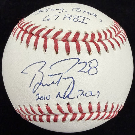 Buster Posey 2010 NL ROY Signed Stat Baseball MLB Holo