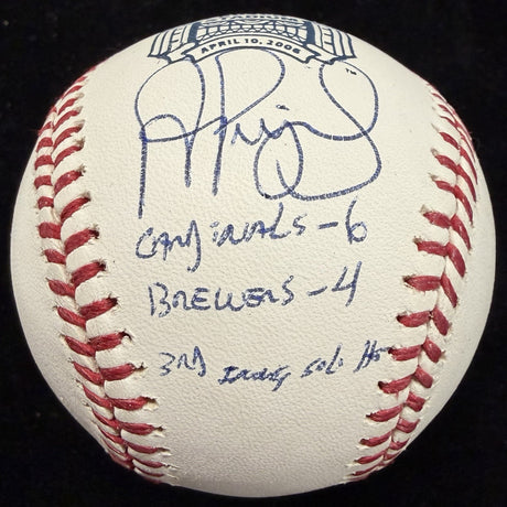 Albert Pujols Signed Busch Stadium Inaugural Game Logo Baseball Beckett Witness 
