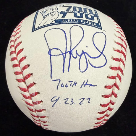 Albert Pujols 700th HR 9/23/22 Signed 700 Home Run Logo Baseball Beckett Witness