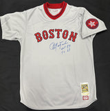 Carl Yastrzemski HOF 89 TC 67 Signed Authentic Mitchell Ness Red Sox Jersey JSA