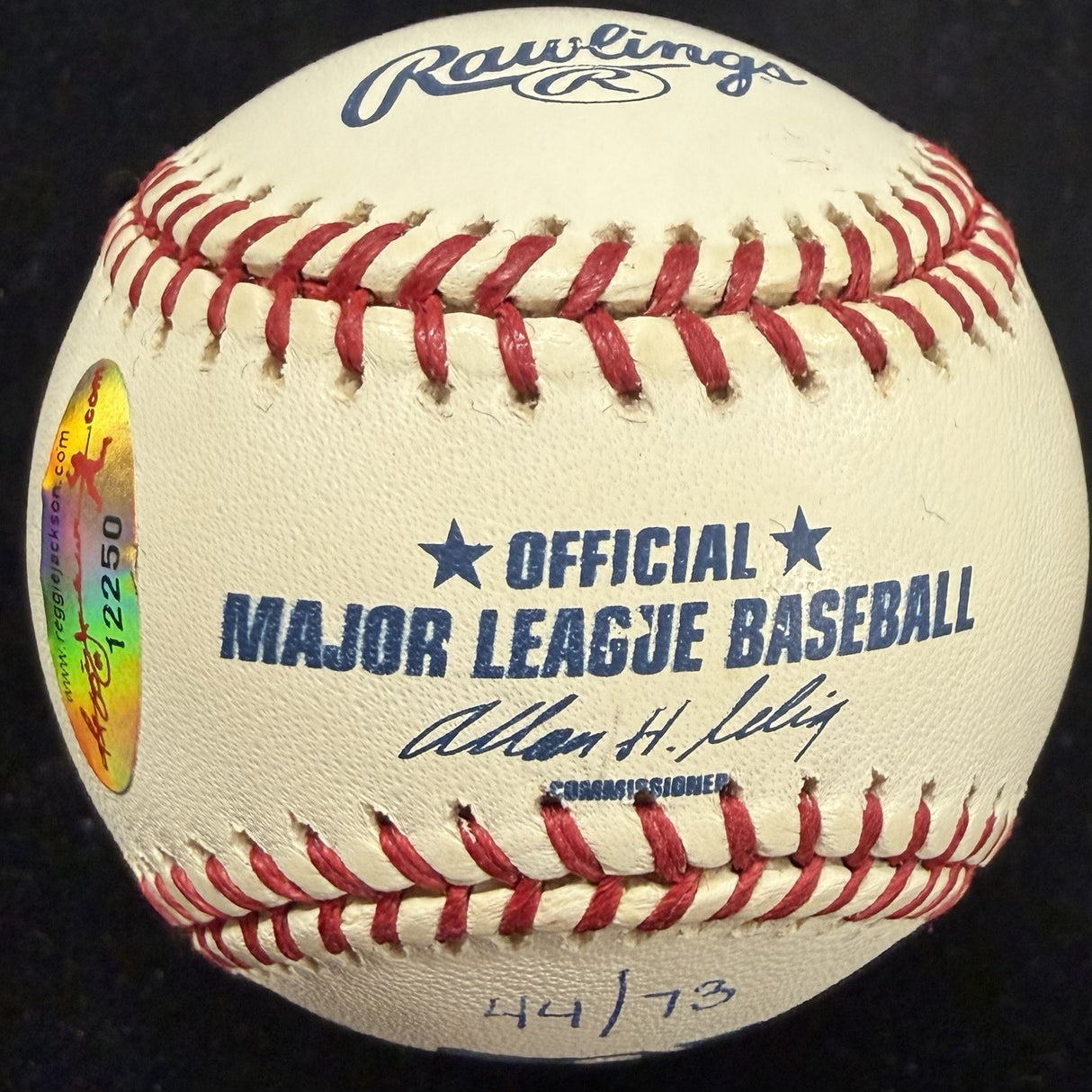 Reggie Jackson 1973 AL MVP Signed RJ Stat Baseball Complete Box Bag Cert