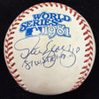 Steve Yeager 81 WS Tri MVP Signed 1981 World Series Logo Baseball JSA